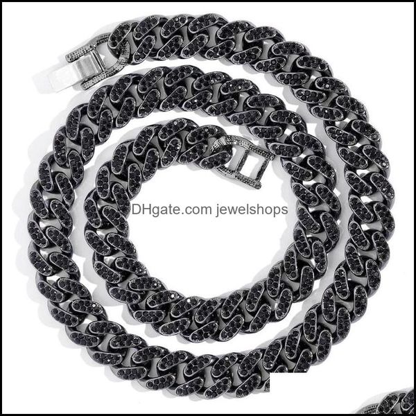 

chains iced out men women black cuban chain link necklace vintage gothic punk streetwear rhinstone rapper necklaces jewelshops dhcpn, Silver