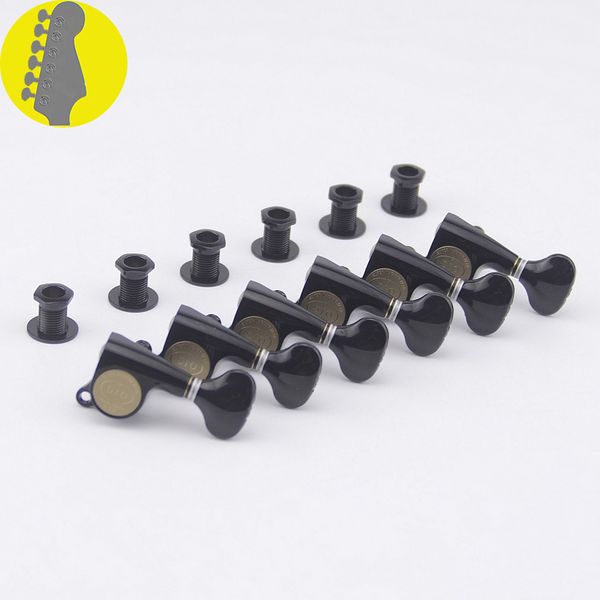 

1 set 6 in-line guitar machine heads tuners (black)