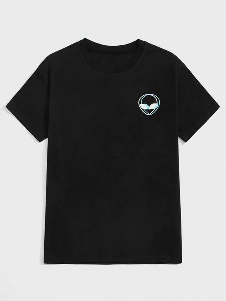 

romwe guys alien graphic tee h0ze#, White;black