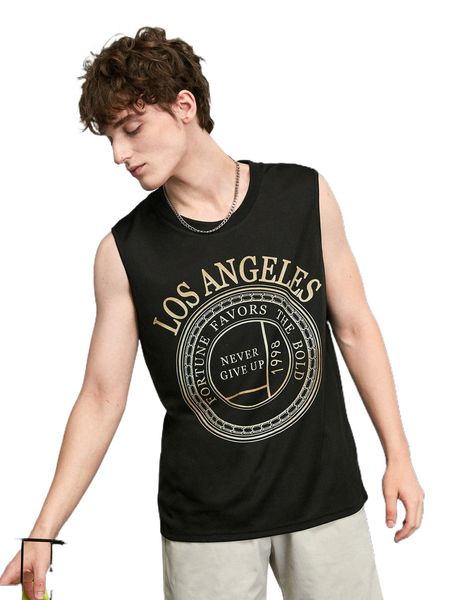 

men slogan graphic tank 7611#, White;black