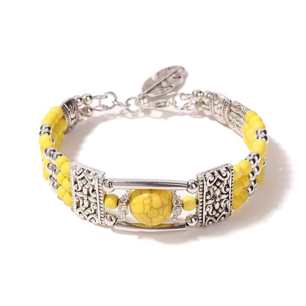 

popular steel wire turquoise beaded bracelet jewelry decoration, Golden;silver