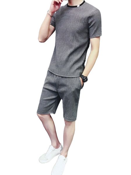 

men contrast trim & letter graphic shorts l4ep#, Gray