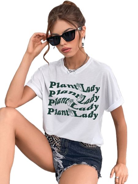 

letter graphic batwing sleeve tee d06z#, White