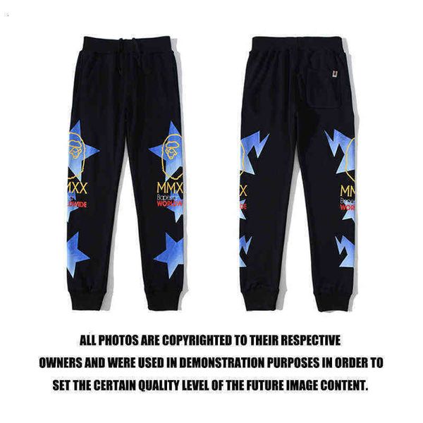 

brand chao ape head mmxx star leisure sports thin youth cotton cartoon pants, Black