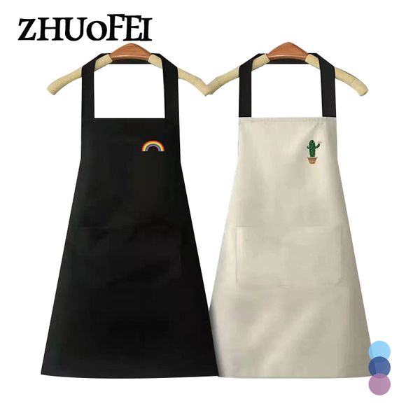 Home Kitchen Unisex Bib 68*72 см Черный/белый кулинарный фартук ПВХ водонепроницаемый с карманами сплошной цвет рукавиц A0001 220507