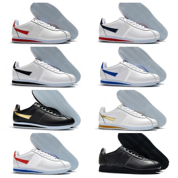 

classic cortez basic leather white black casual shoes mens women forrest gump nylon rm varsity royal red blue lightweight cortezs be true tr