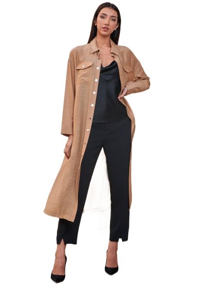 

motf premium linen lightweight coat s2iv#, Black