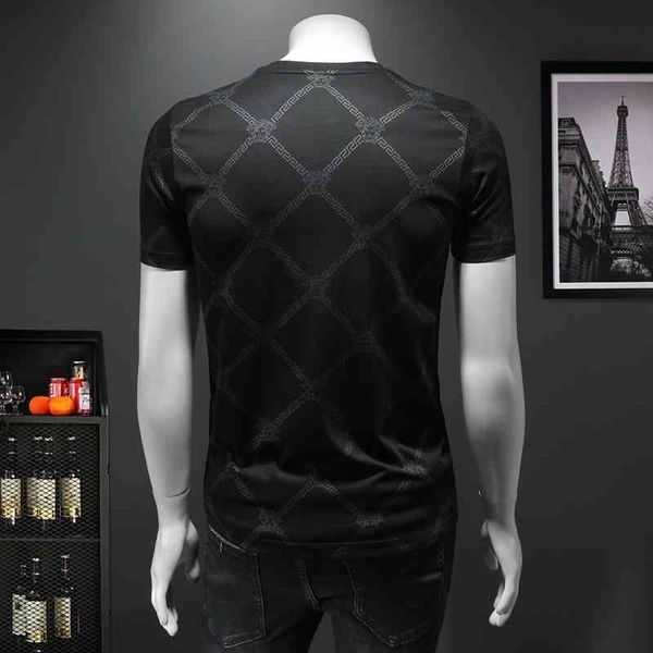 

men's clothing brand european mercerized cotton diamond 2022 summer new men's short sleeve t-shirt, White;black