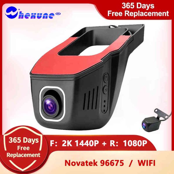 WHEXune Hidden Car DVR Dash Cam Wi -Fi Frente e traseira Lente da câmera FHD P LOOP RECOLAMENTO DE APP RECOL