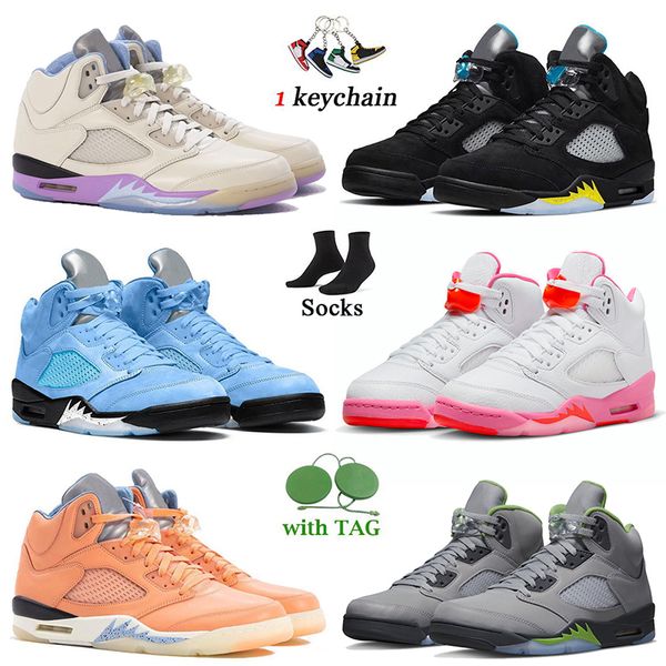 

designer jordens 5 mens jorden basketball shoes jumpman 5s aqua pinksicle unc university blue dj khaled x we the green bean concord sail of, Black
