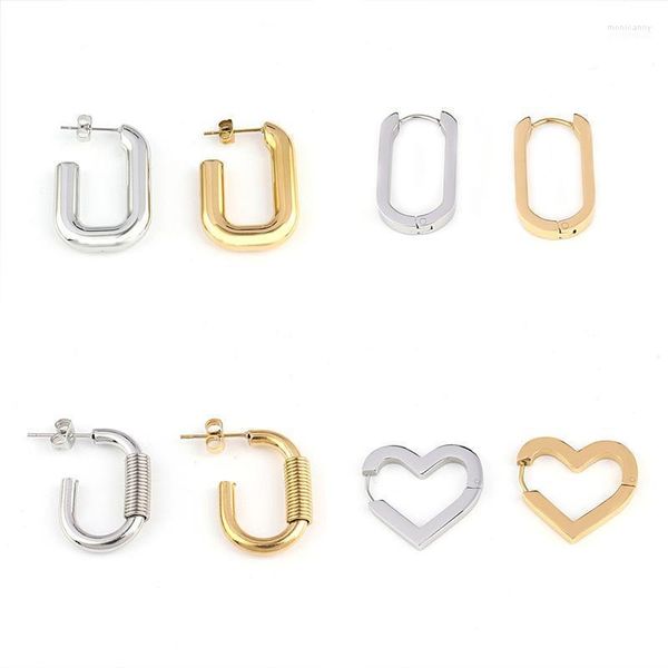 Hoop Huggie Edelstahl Herzförmige Ohrringe Für Frauen Dreieck Geometrie Quadrat Ohrring Punk Minimalistischen Schmuck Moni22