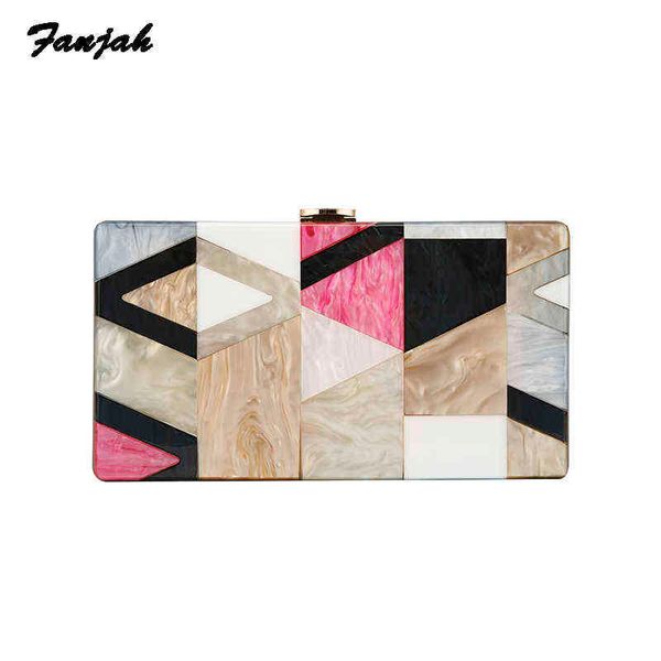 

women gorgeous acrylic clutch brand designer evening bag wedding bridesmaid handbag marble colored single flap messenger bag t220727