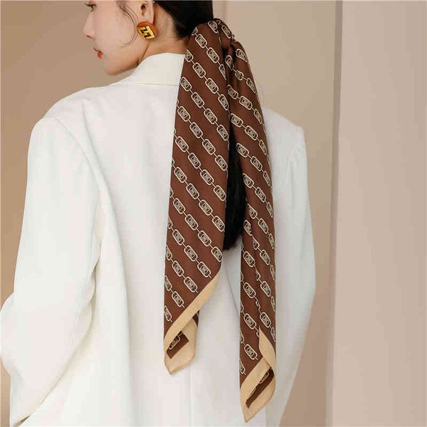 

fashion twill silk scarf women hijab foulard muslim headband 90cm square scarfs ladies shawl bag wrap female neckerchief bandana, Blue;gray