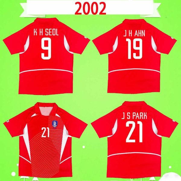 

2002 korea jersey 2002 national team retro soccer jerseys 02 home red vintage south camiseta de futbol classic football shirts #21 j s park, Black;yellow