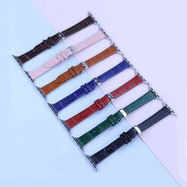 Alta qualidade Genuine Leather Band Loop Strap para Apple 7 6 4 3 2 1 1Leather para I 5 38/40 / 41mm 42/44 / 42mm G220420