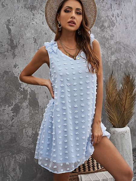 

swiss dot ruffle trim chiffon dress o2yv#, Black;gray