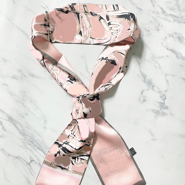 

luxury designer 22ss 4style scarf design letters print floral silk scarf headband for women fashion long handle bag scarves paris shoulder, Blue;gray
