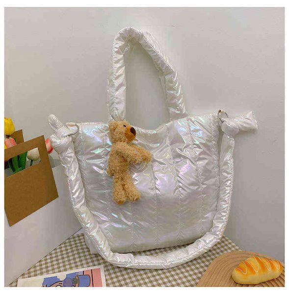 

evening bags fashion laser down pad women shoulder bag designer cotton handbags brands space crossbody for big tote shopper 220507