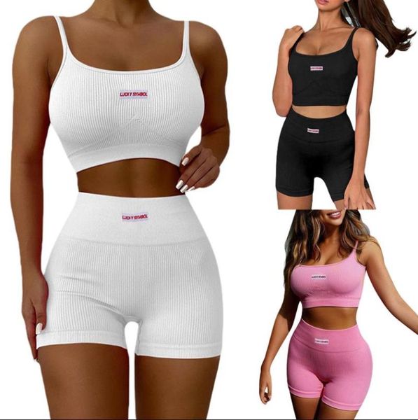 Roupas femininas femininas femininas casuais roupas de duas peças definem colarinho de colarinho com mangas em forma de uns shorts esportes esportes rosa/ preto/ whitewomen's