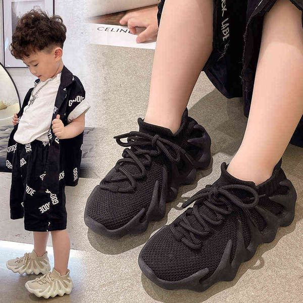 

kids 2022 tennis shoes baby casual shoes boys and girls sport non-slip running shoes mesh breathable sneaker for children g220527, Black;red