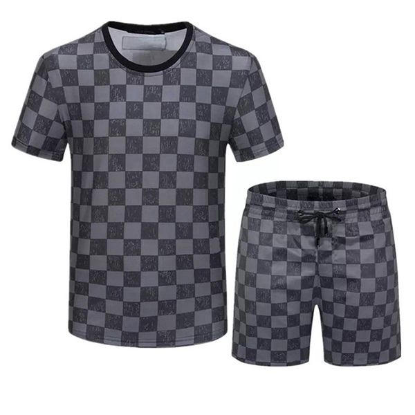 

designer men's tracksuit summer clothes sportswear two piece set embroidery t shirt and shorts track clothing male sweatsuit sports sui, Gray