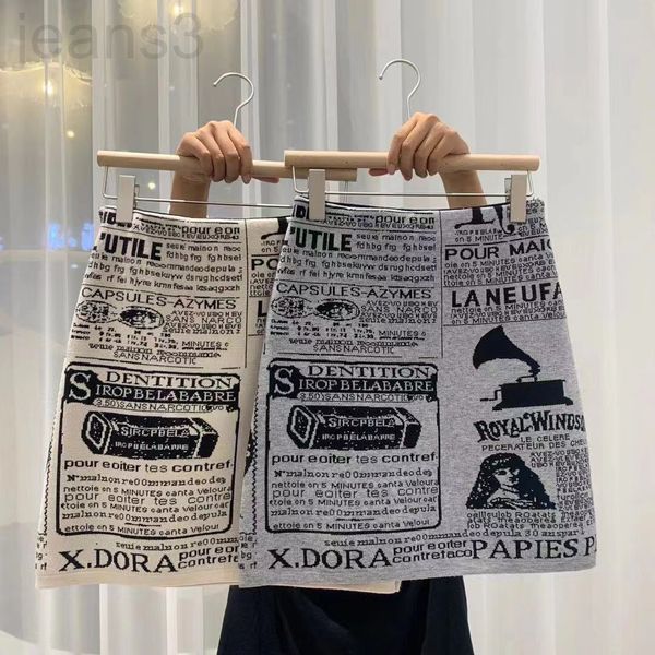 

skirts designer newspaper knitted skirt women's 2021 autumn and winter new high waist thin short a-line wool wrap hip uo54, Black
