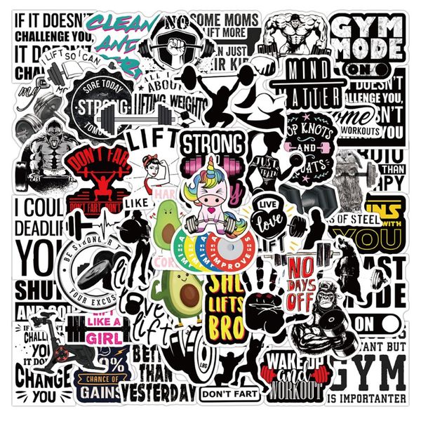 

50pcs/lot the fitness stickers workout exercise inspiring phrases graffiti kids toy skateboard phone lapluggage sticker decals