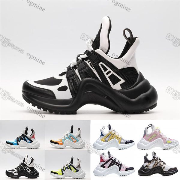 

paris fashion casual dad shoes block archlight genuine leather sneakers arched sole mesh black breathable bow designer platform shoe stylis