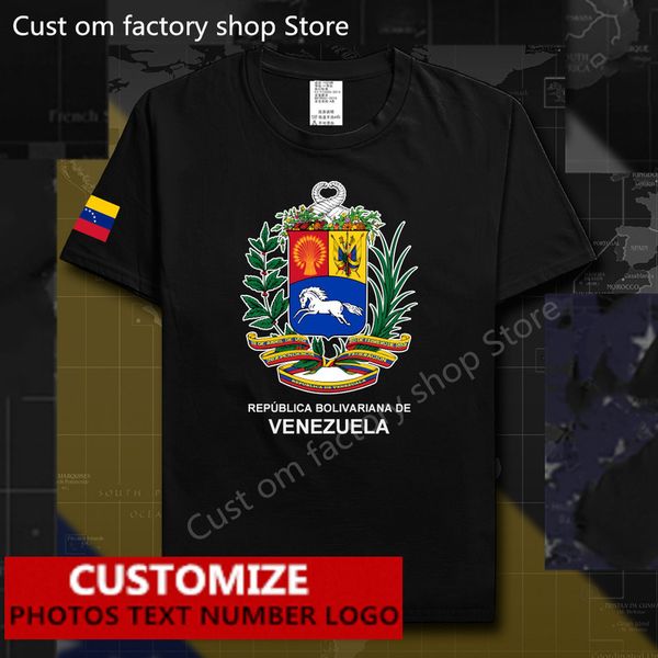 Venezuela bayrak tişörtünü ücretsiz özel forma hayranları DIY isim numarası 100 pamuk tişörtleri erkekler kadınlar gevşek gündelik tişört 220616
