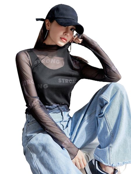 

dazy letter graphic lettuce trim crop mesh without tank k4bl#, White