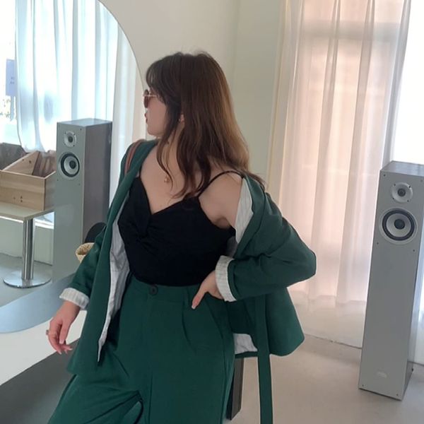 

22ss women sleeveless v neck plus size cotton t-shirt fashion europe summer spring twisted suspender t shirt short sleeve slimming lady vest, Black