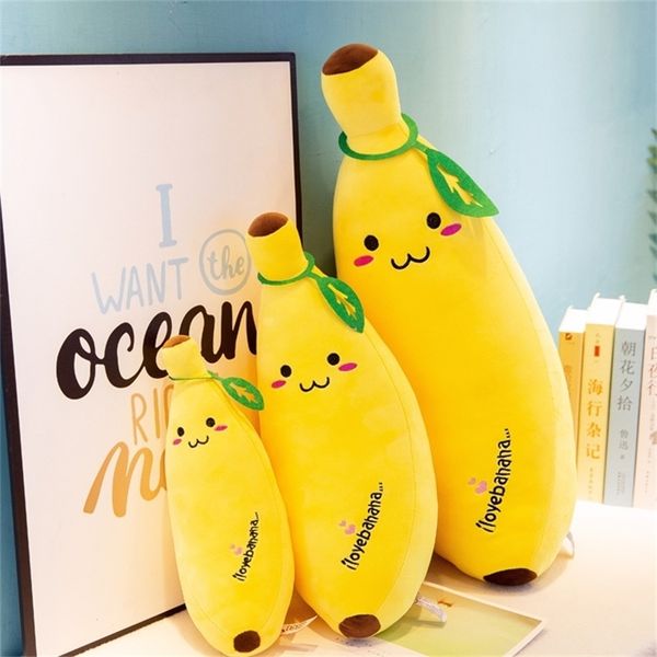 35 70cm divertido desenho animado criativo Banana Plush Pillow Pillow Sofá almofada bebê boneca fofa boneca infantil brinquedos de frutas gif 220531