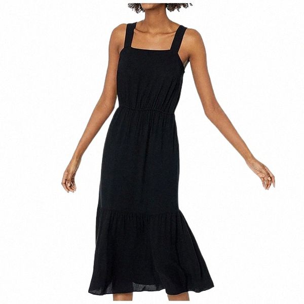 

casual dresses summer women's dress 2022 sleeveless wedding evening long woman elegant black solid midi party women vestidos 54lg#, Black;gray