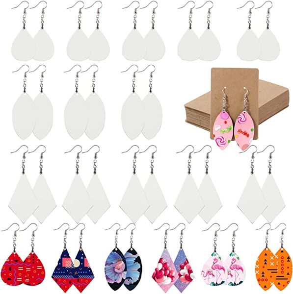 

dhl ship sublimation blank earrings bulk heat transfer earrings unfinished wood transfer white earring with hooks for diy jewelry making c04