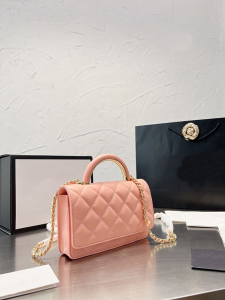 

tz ladies woc fortune mini bag two-tone handle handbag gold chain crossbody bag with card slots zipper slot coin slots practical genuine lea