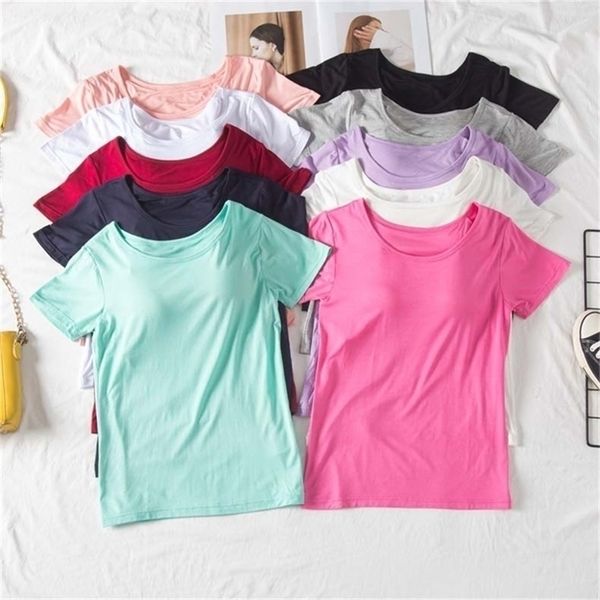 

s9.9 short sleeve modal womens summer solid loose tshirt 220606, Blue