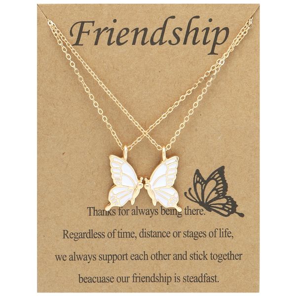 

butterfly pendant necklaces with gift card animal necklace for women girls friendship fashion jewelry, Silver