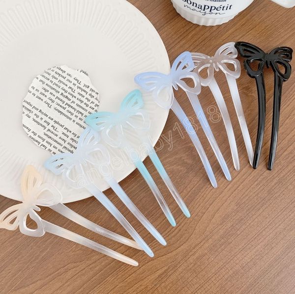 

fashion butterfly hair sticks for women shell hairpin u shape girls hairpins hair bun maker wedding hair accessories, Slivery;white