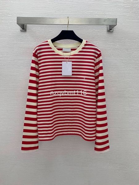 

women's t-shirt contraposition striped lettered print crew neck long sleeve loose t-shirt with inside, White