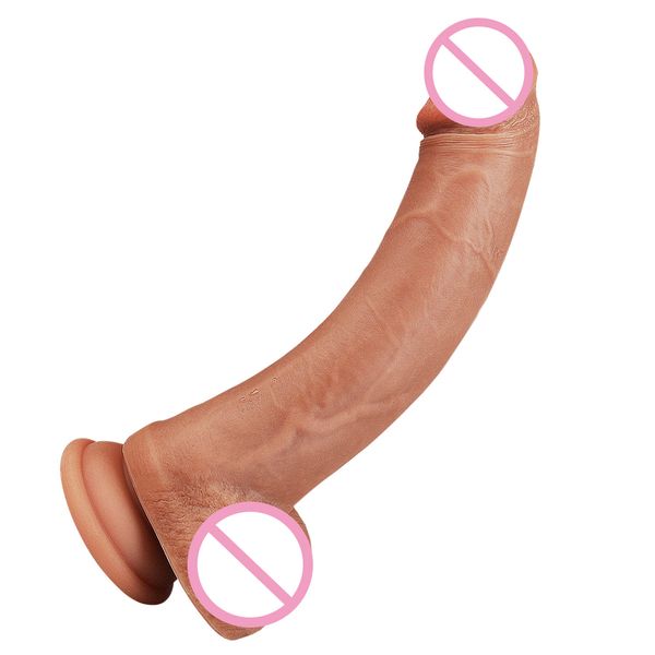 Ventose potenti da 9 pollici Mani libere Flessibili Dong realistiche Giocattoli sexy per adulti Dildo in silicone Giocattolo gigante da donna