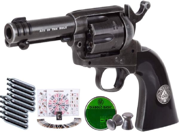 

umarex legends ace-in-the-hole co2 pellet revolver weathered kit air pistolmetal wall plate b1