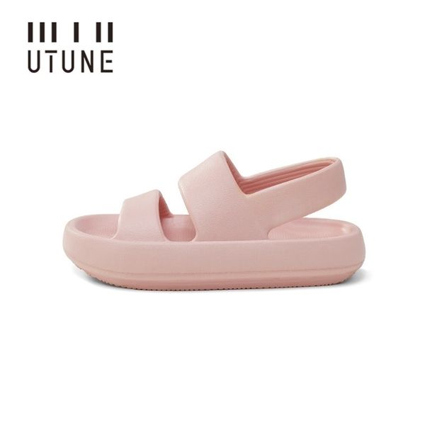 

utune women sandals summer platform shoes beach outside eva slides slippers men soft thick sole non-slip indoor plus size 42 43 220423, Black