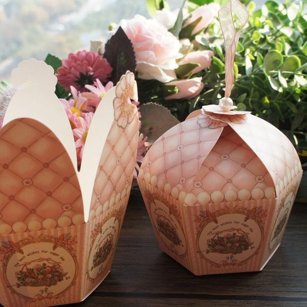 Подарочная упаковка ПК с розовой купидоном цветочная корзина Love Bird Paper Box как свадебное любимое шоколадное печенье Candy PackagingGift