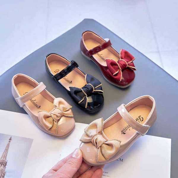 

black shoes for girls leather princess shoes for children from 3 to 12 years spring and autumn new kids flats girls shoes soft g220413, Black;red