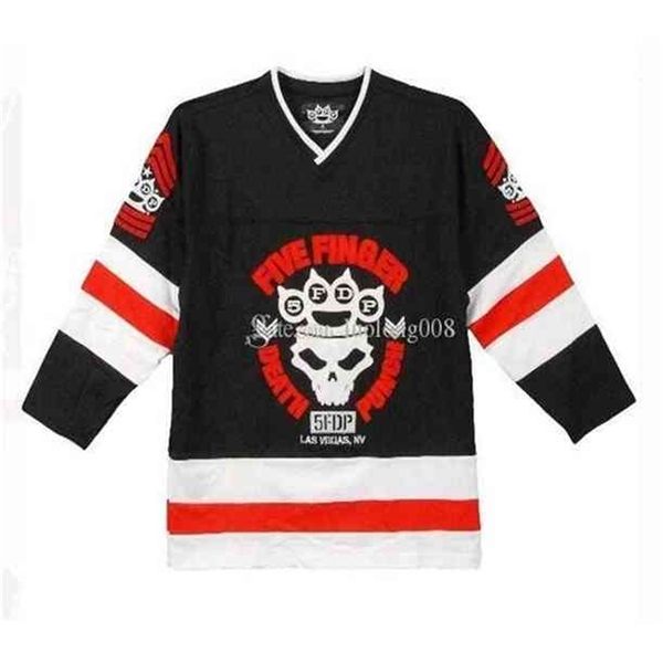 Nik1 Five Faife Finger Death Punch Men's Hockey Jersey Black Вышивка Шище настроить любое число и Имя майки