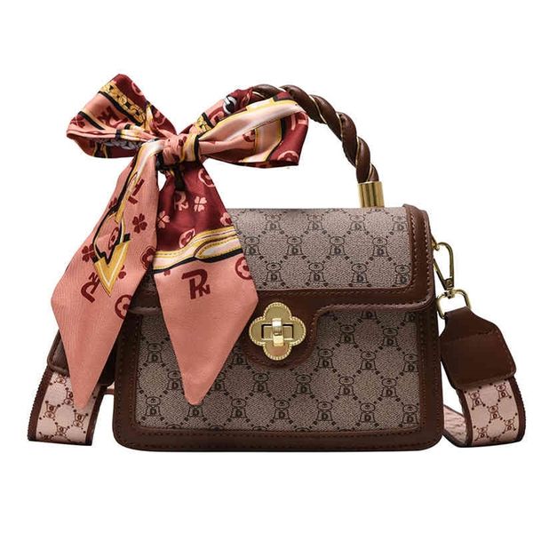 

double small square with plum blossom buckle silk scarf women's new fashion printed one messenger 80% off purse sales