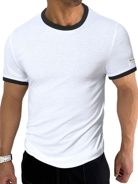 

men patch detail ringer tee x8ai#, White;black