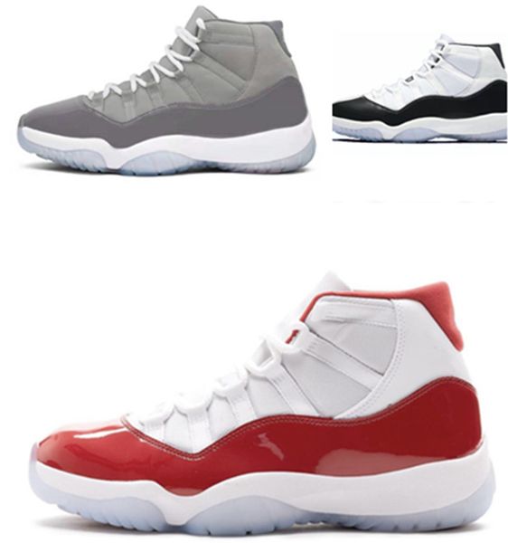 

with box cherry white bred 11s men women shoes concord cool grey white metallic silver platinum tint wmns gamma blue snakeskin casual design, Black