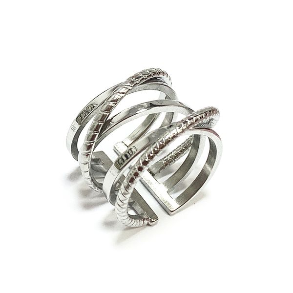O novo 18k banhado a ouro de aço inoxidável promessa anéis moda mulher jóias Cable anel acessórios com malotas de jóias Pochette Bijoux Atacado