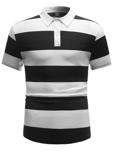 

men striped polo shirt l97c#, White;black